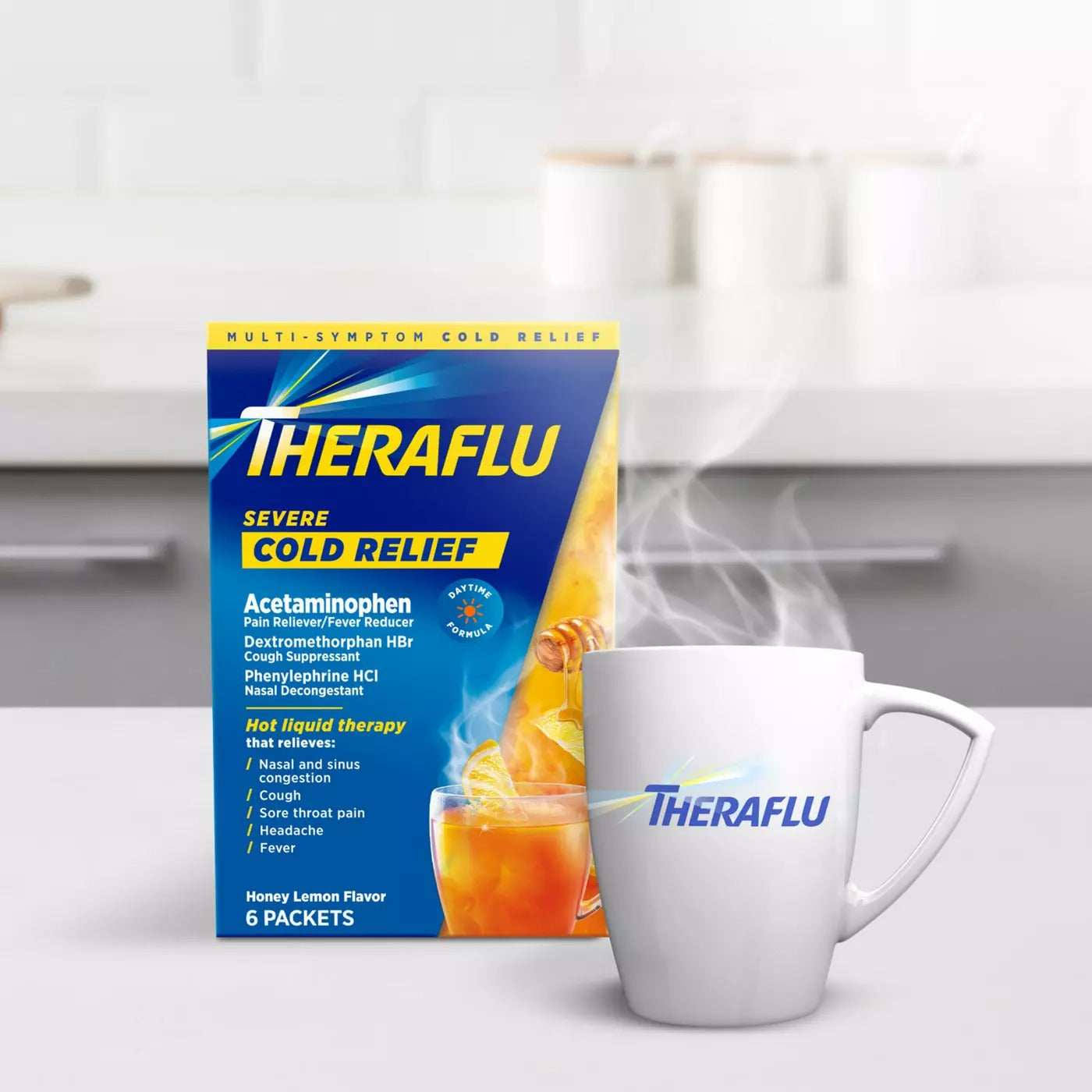 Theraflu Cold Relief, Severe, Honey Ginger Flavor, Packets