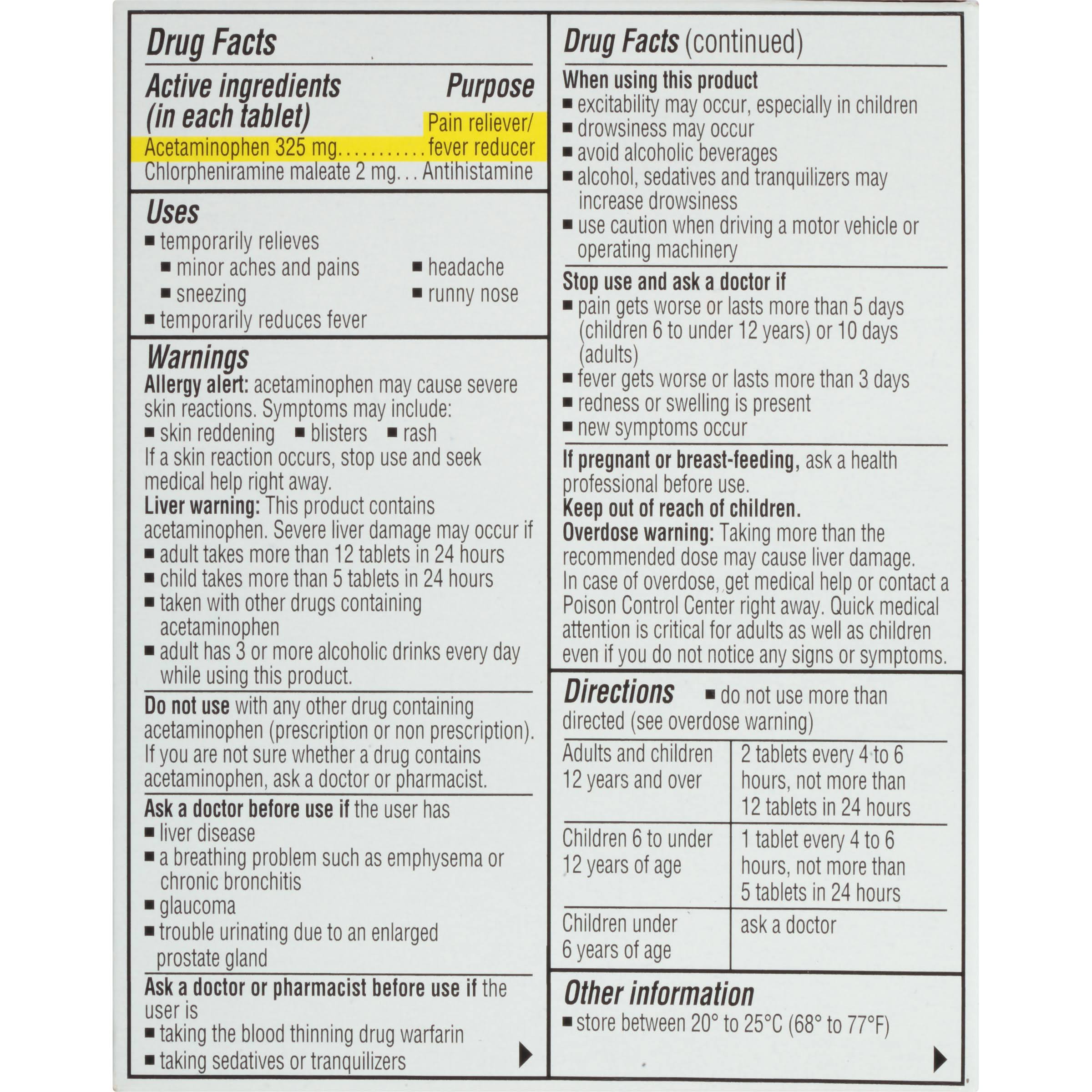 Coricidin HBP Cold & Flu Cold Relief Tablets 20 ct Box
