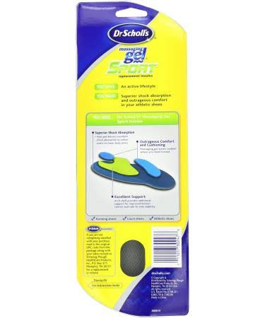 Dr. Scholl's Massaging Gel Sport Insoles, Men's, Size 8-13 1 Pair