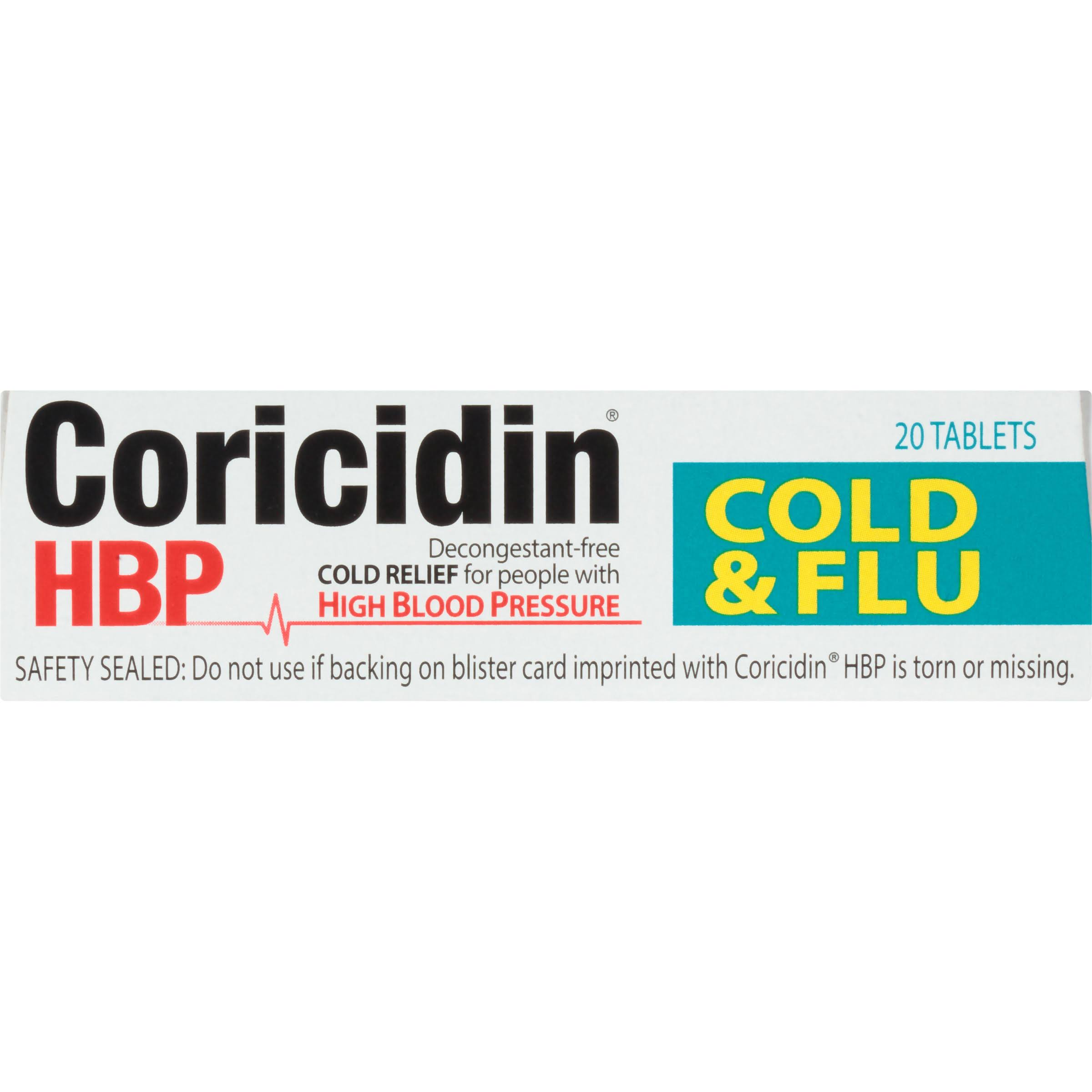 Coricidin HBP Cold & Flu Cold Relief Tablets 20 ct Box