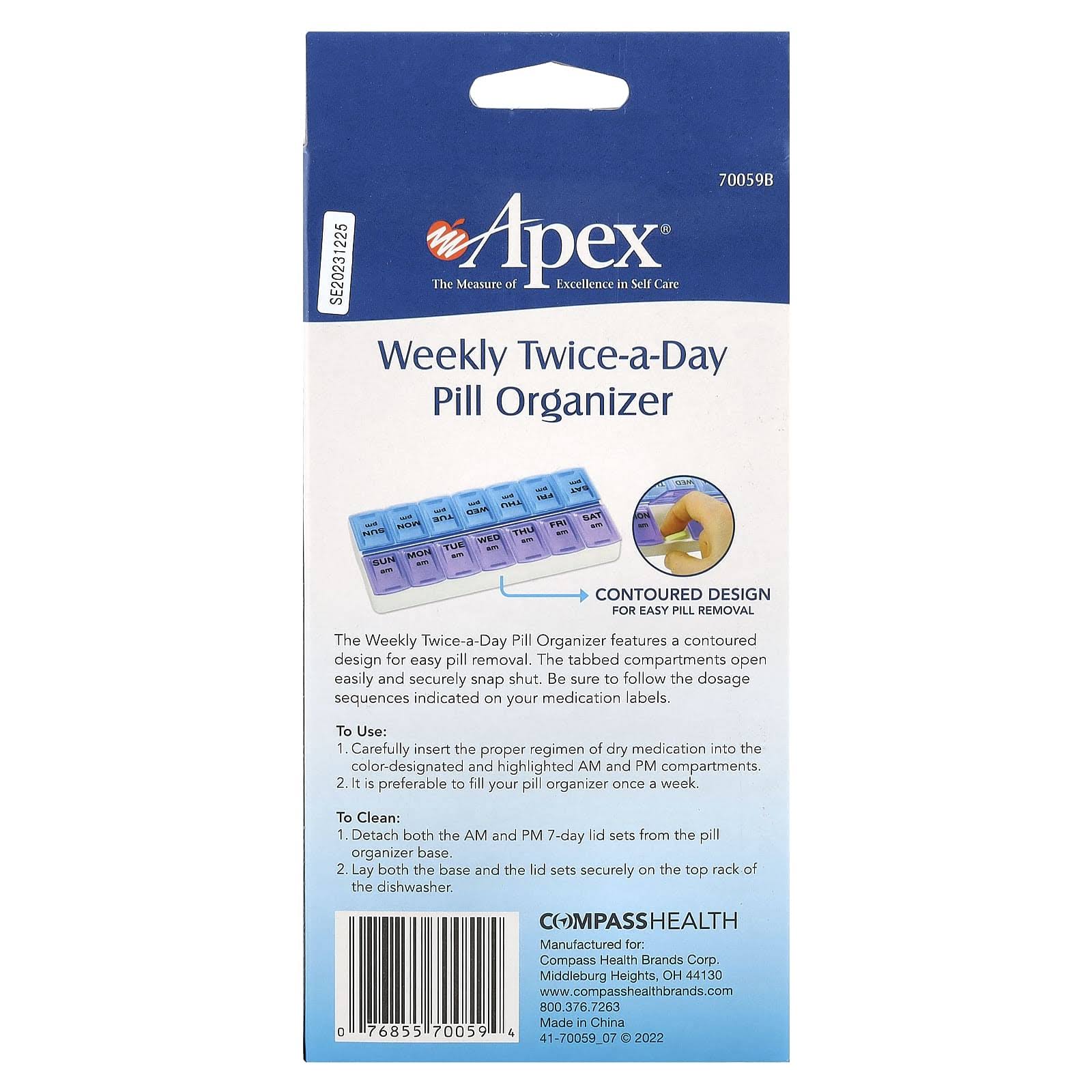 Apex Twice A Day Weekly Pill Organizer
