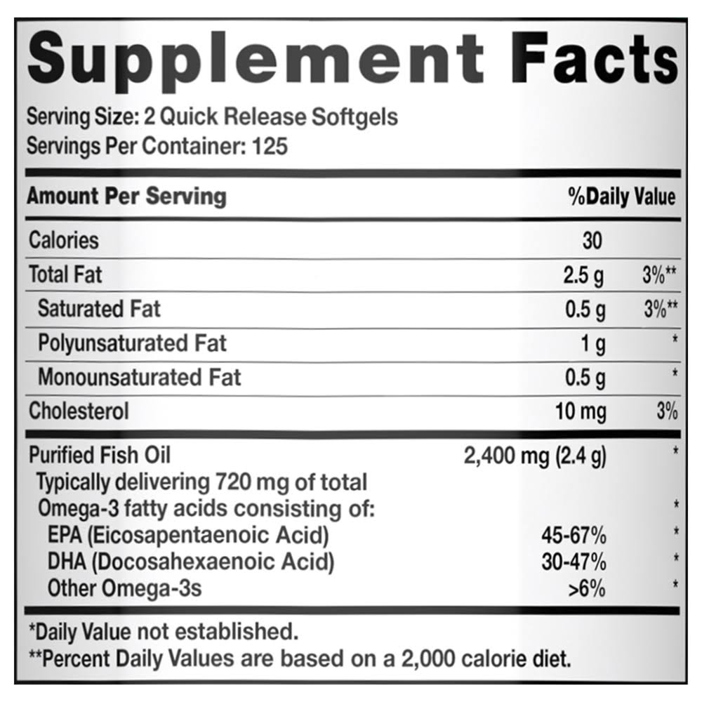 Nature's Truth Fish Oil 2400mg | Natural Lemon Flavor | 250 Softgels