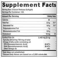 Nature's Truth Fish Oil 2400mg | Natural Lemon Flavor | 250 Softgels
