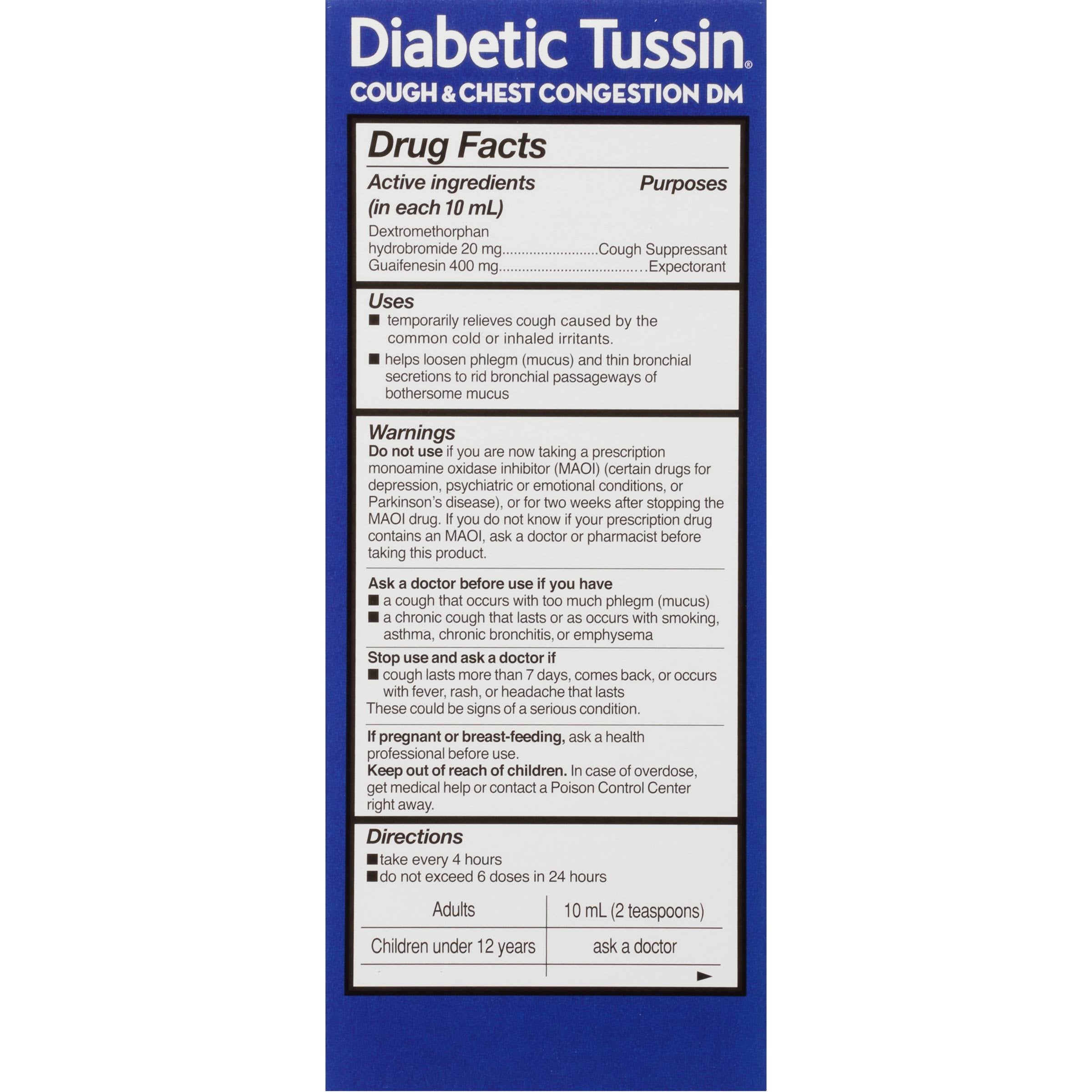 Diabetic Tussin Maximum Strength Cough & Chest Congestion DM Berry - 8.0 fl oz