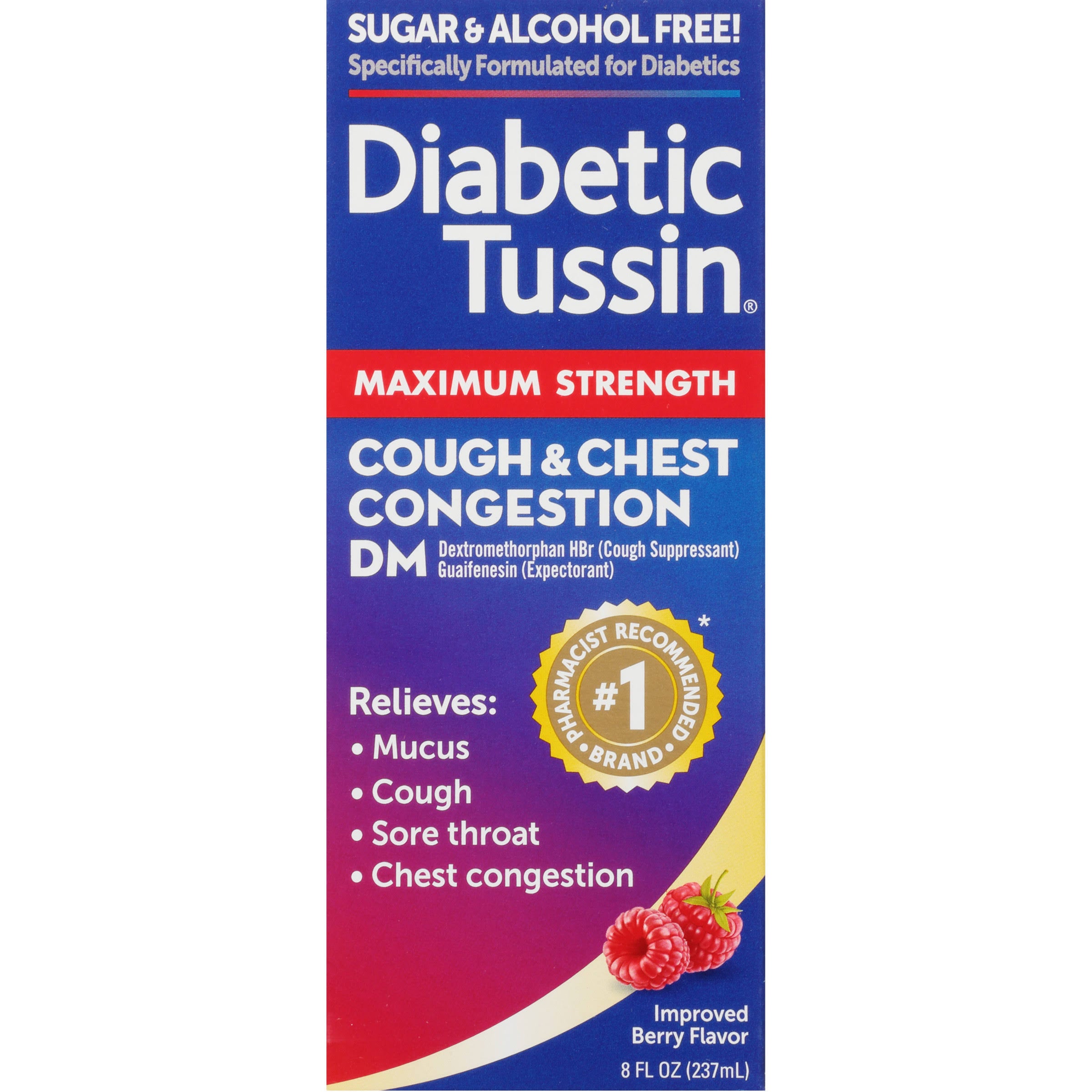 Diabetic Tussin Maximum Strength Cough & Chest Congestion DM Berry - 8.0 fl oz