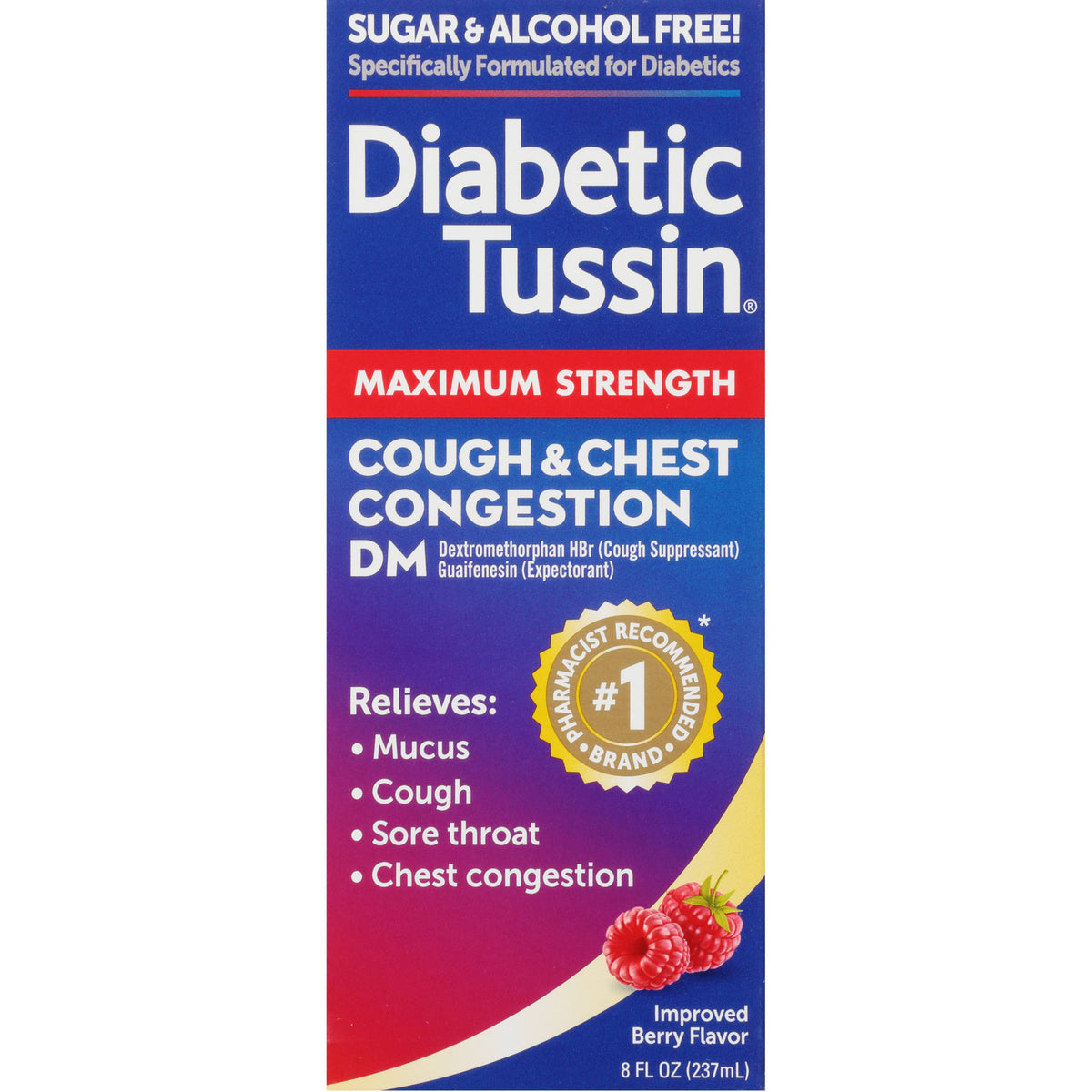 Diabetic Tussin Maximum Strength Cough & Chest Congestion DM Berry - 8.0 fl oz