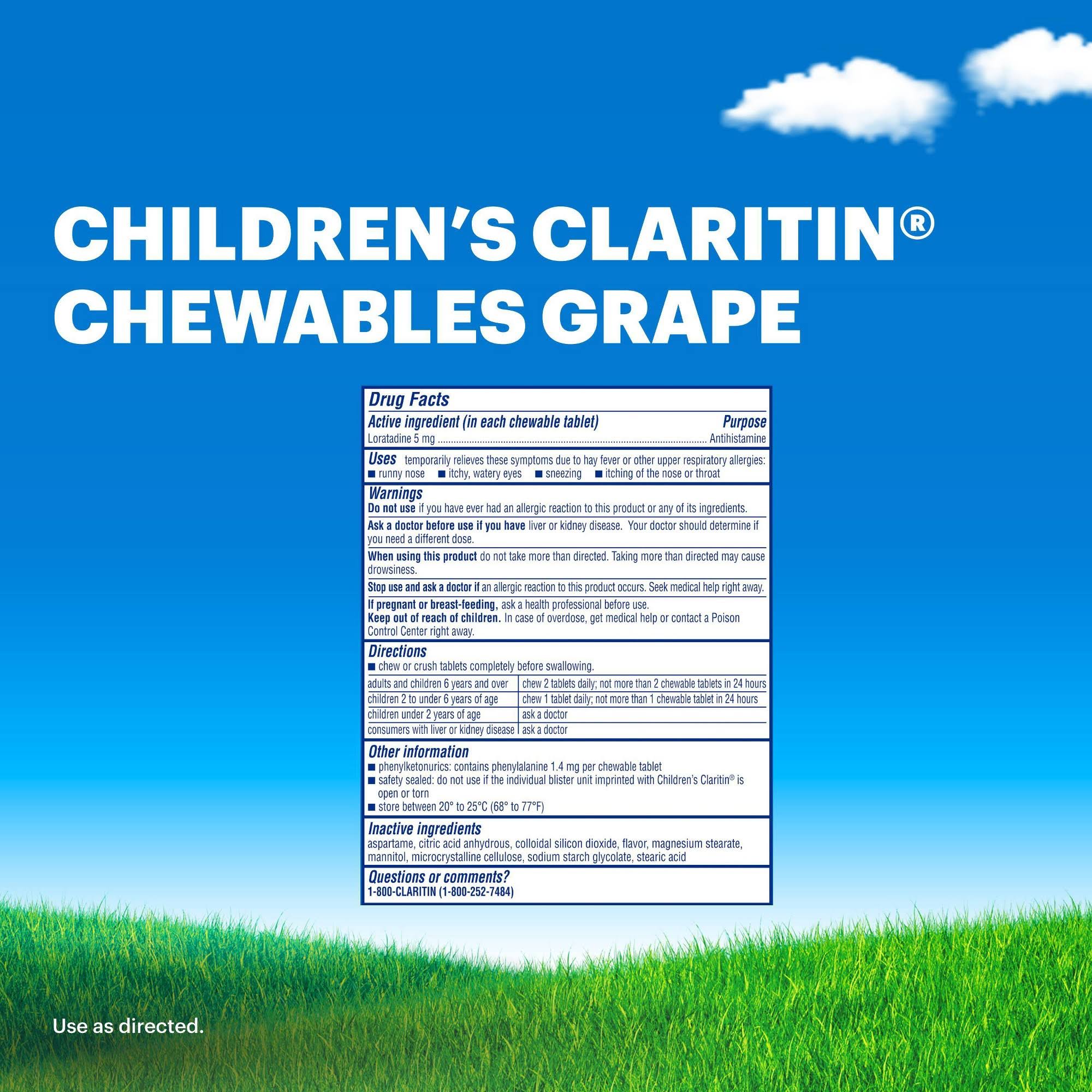 Claritin Children's Chewable Tablets Non-Drowsy Grape, 30 Ct