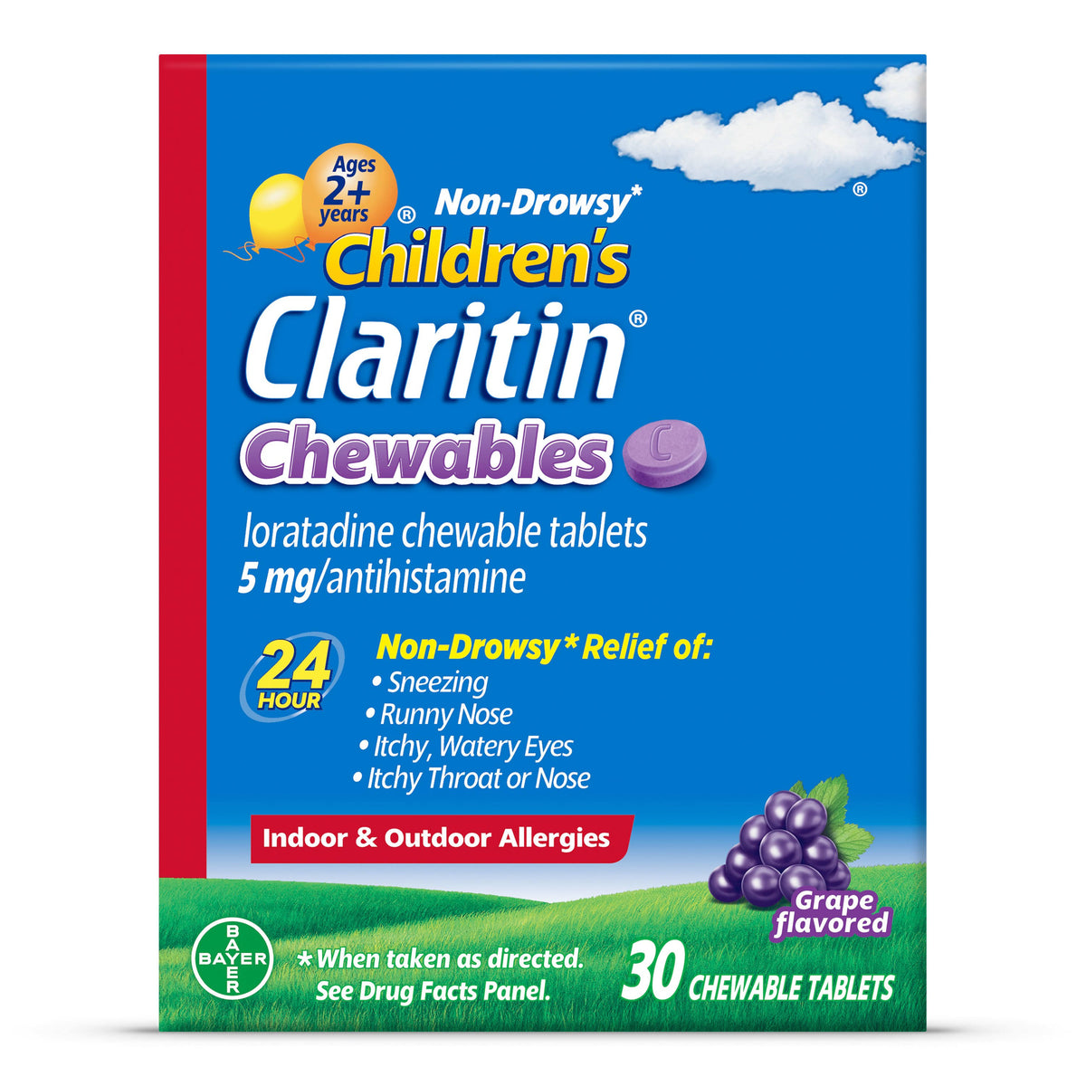 Claritin Children's Chewable Tablets Non-Drowsy Grape, 30 Ct