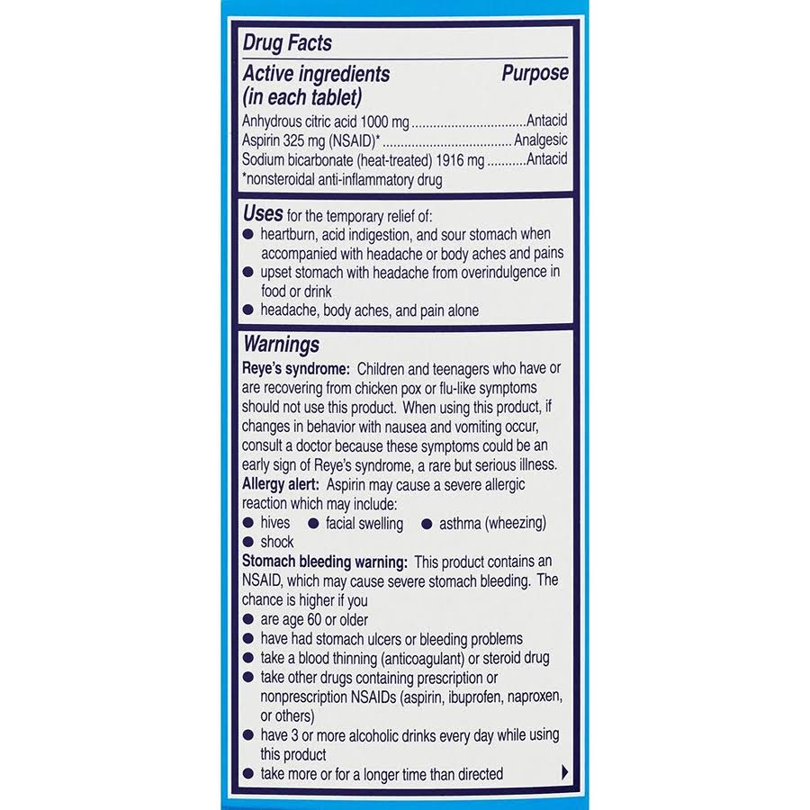 Alka-Seltzer Original Effervescent Tablets 36 ct Box