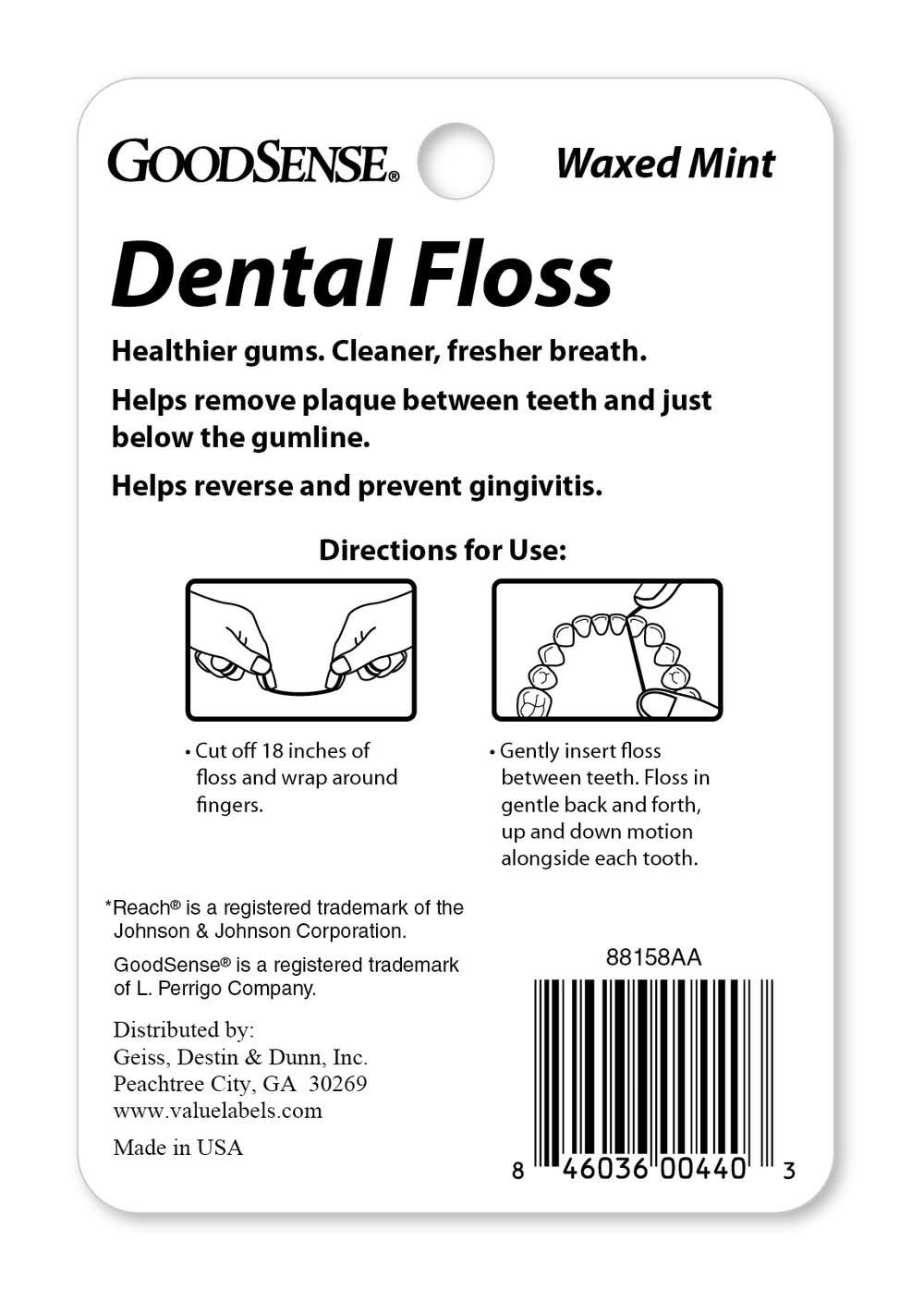 Good Sense Waxed Mint Dental Floss 100yd Case Pack 36