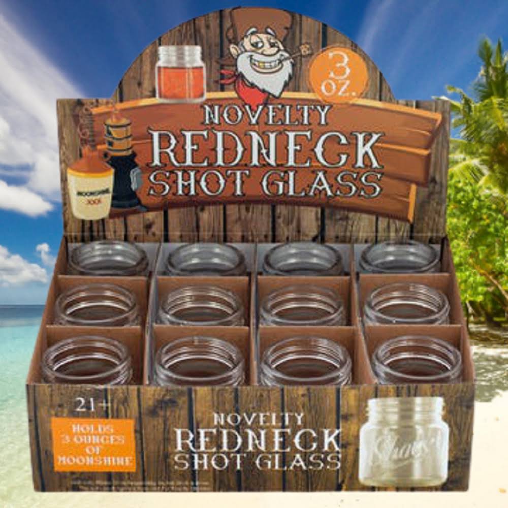 3 oz. Novelty Redneck Shot Glass Countertop Display