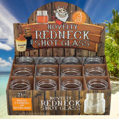 3 oz. Novelty Redneck Shot Glass Countertop Display
