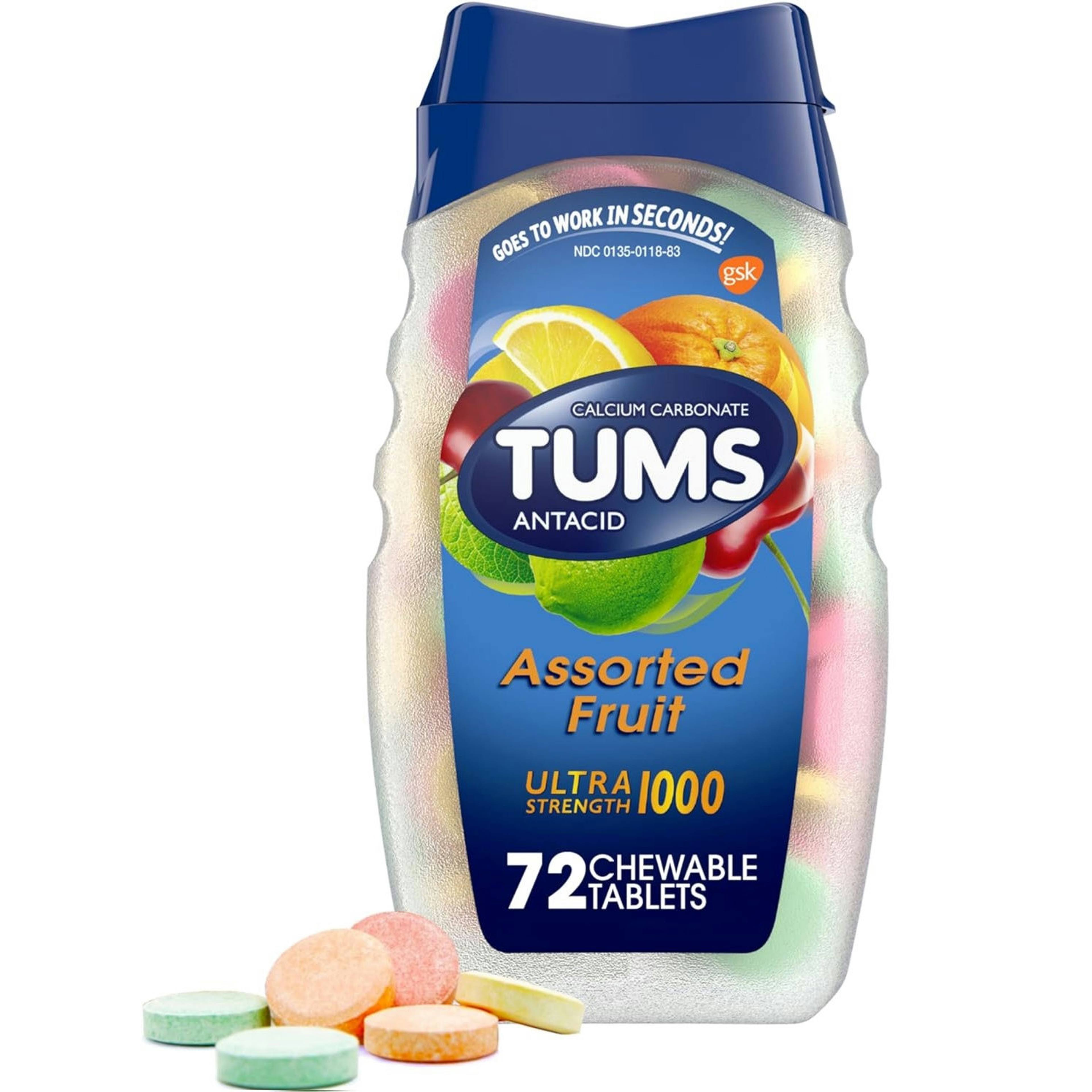 Tums Ultra Strength Assorted Fruit Antacid Chewable Tablets 72