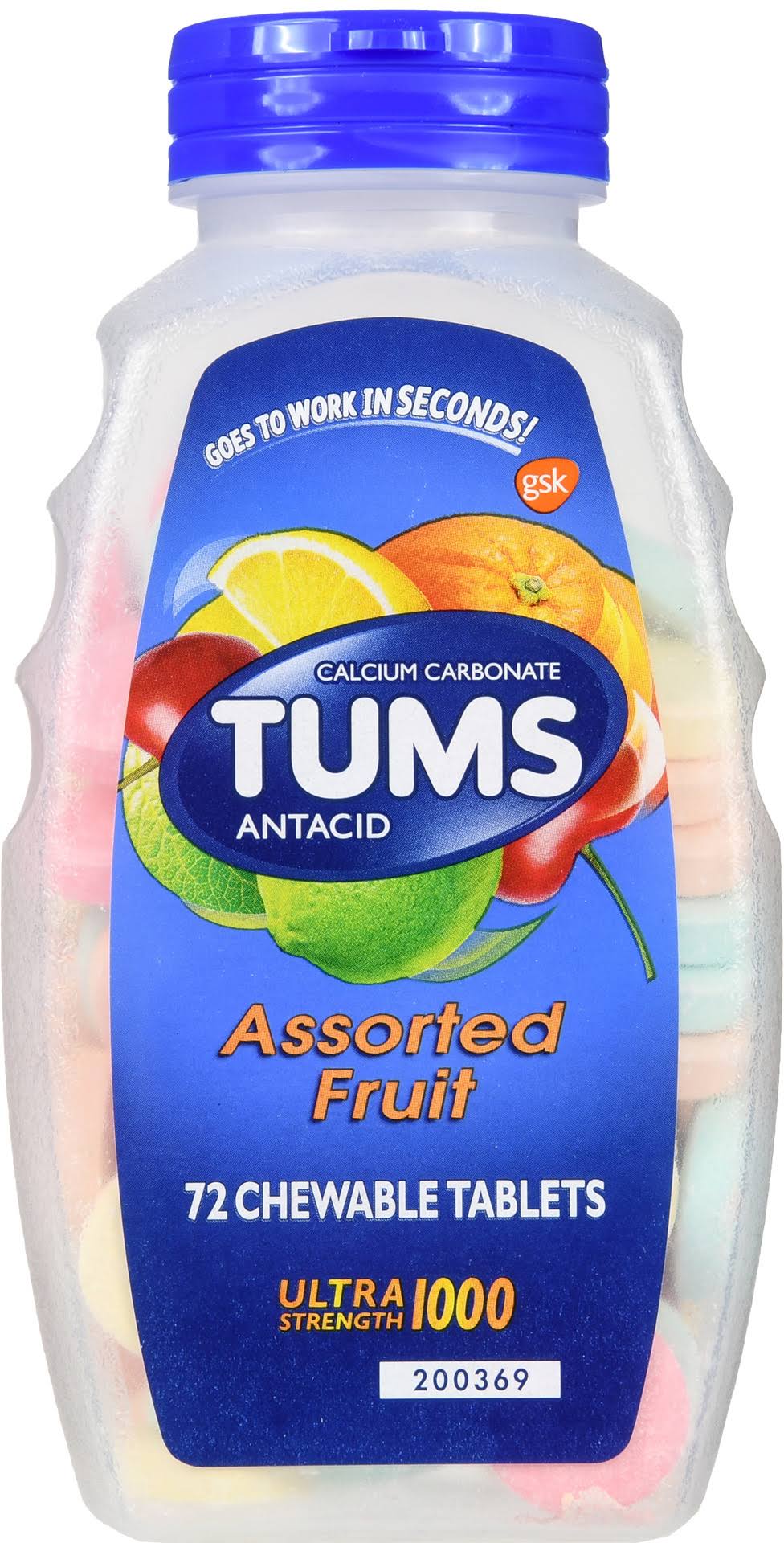 Tums Ultra Strength Assorted Fruit Antacid Chewable Tablets 72