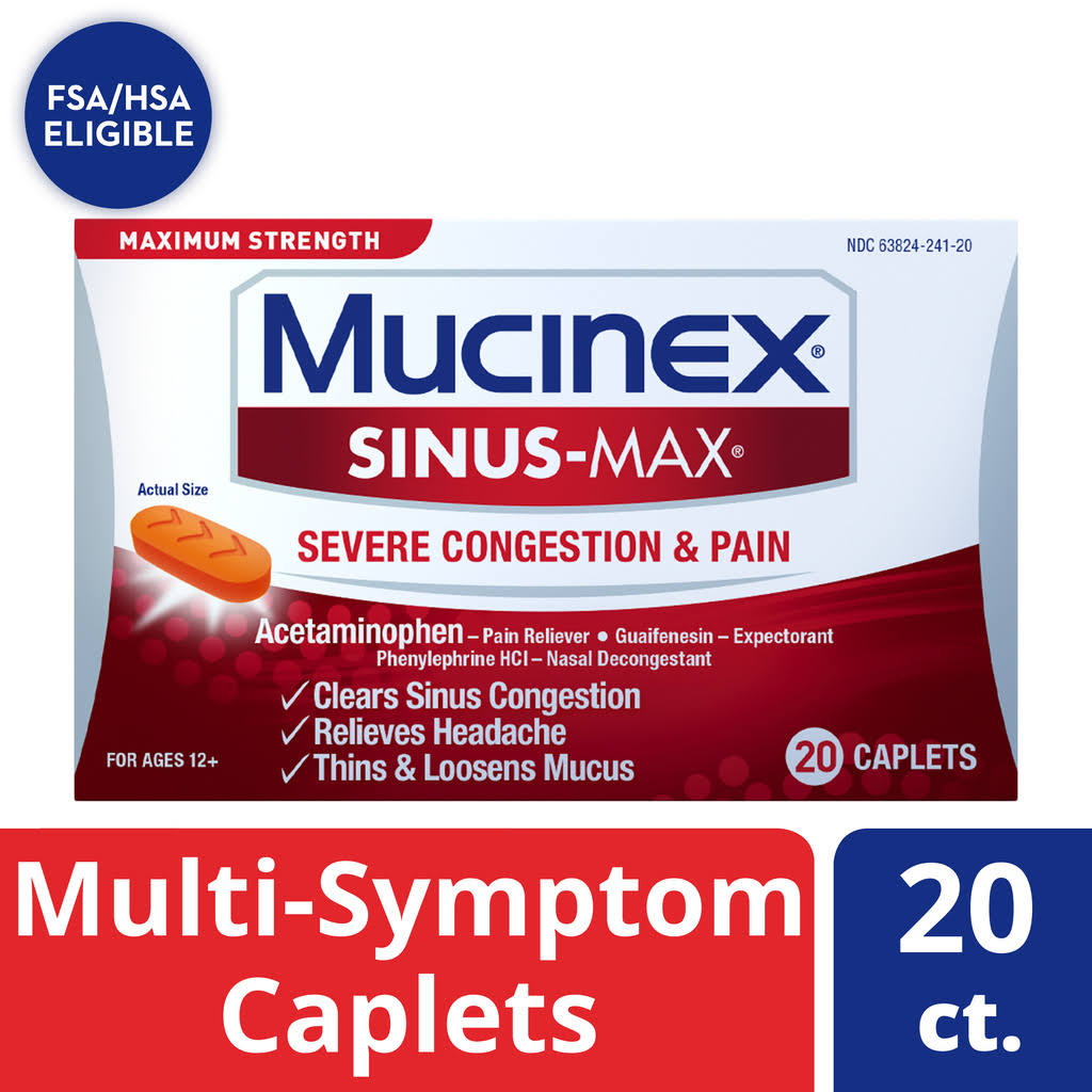 Mucinex Sinus-Max Severe Congestion Relief Caplets - 20 Ct