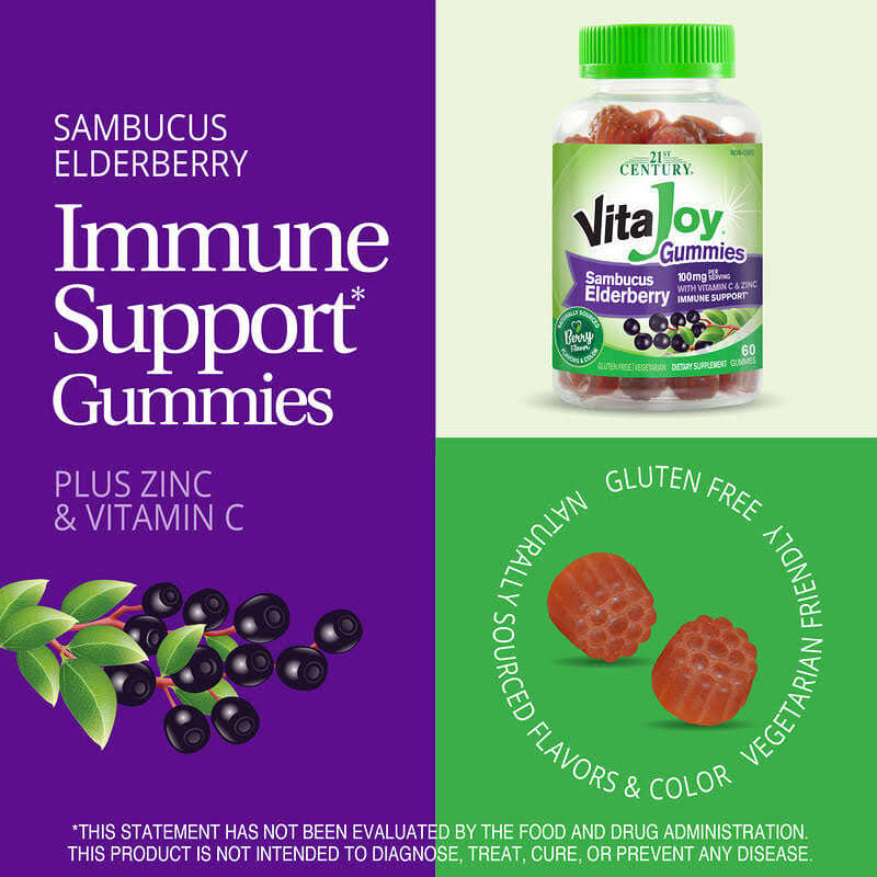 21st Century, Vitajoy Gummies, Sambucus Elderberry