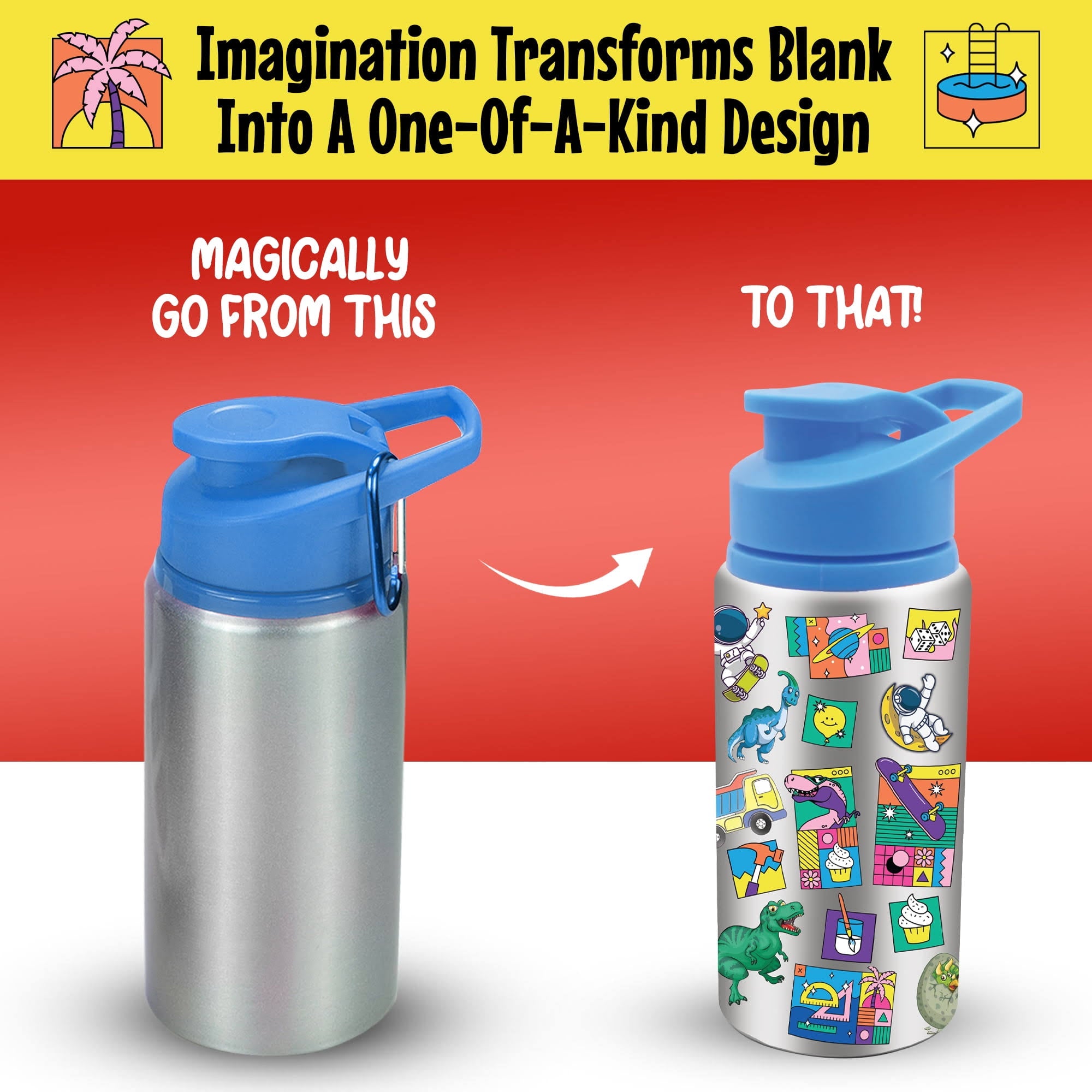5-Minute Crafts - Kids Boy Bottle with Stickers Kit As Seen On Social Media