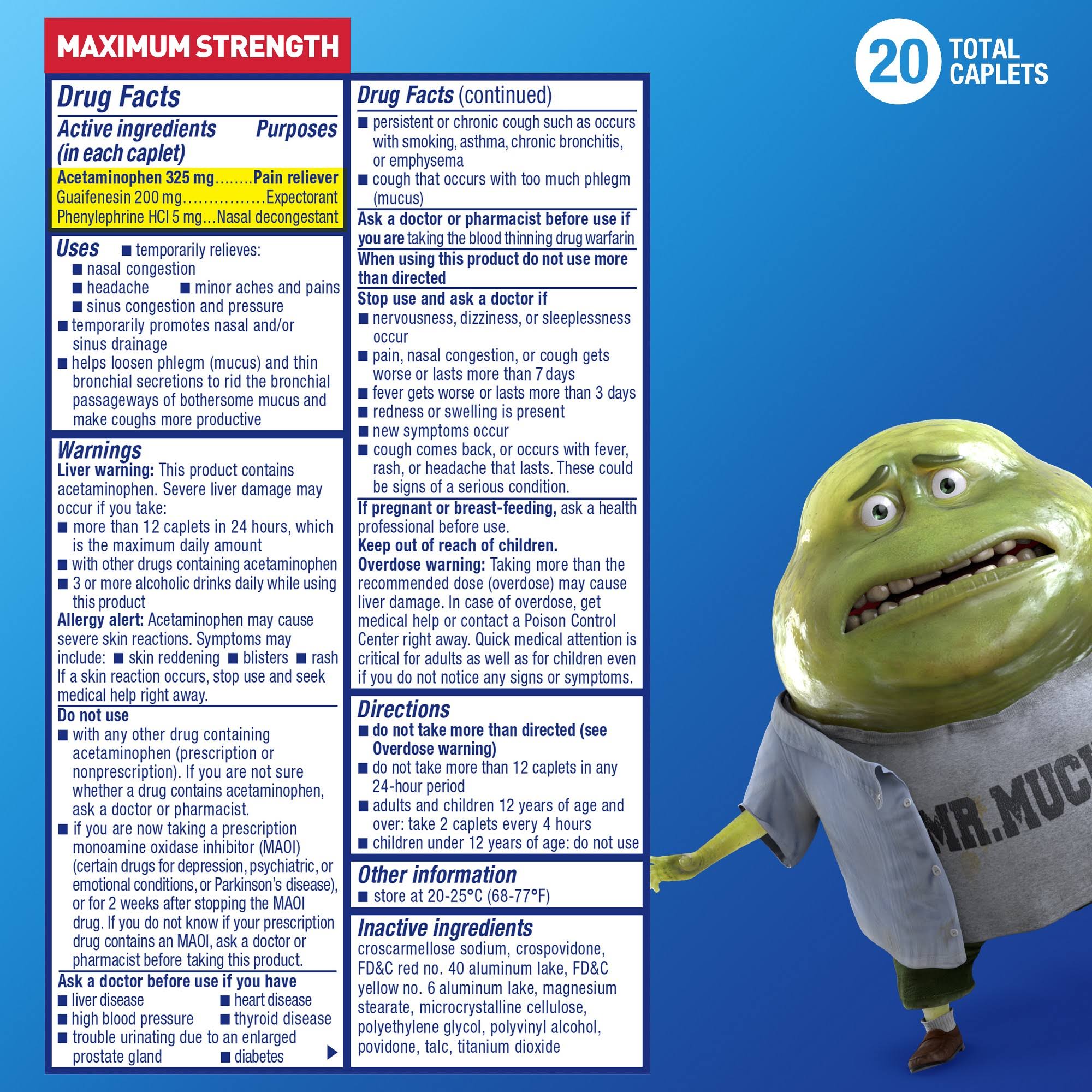 Mucinex Sinus-Max Severe Congestion Relief Caplets - 20 Ct