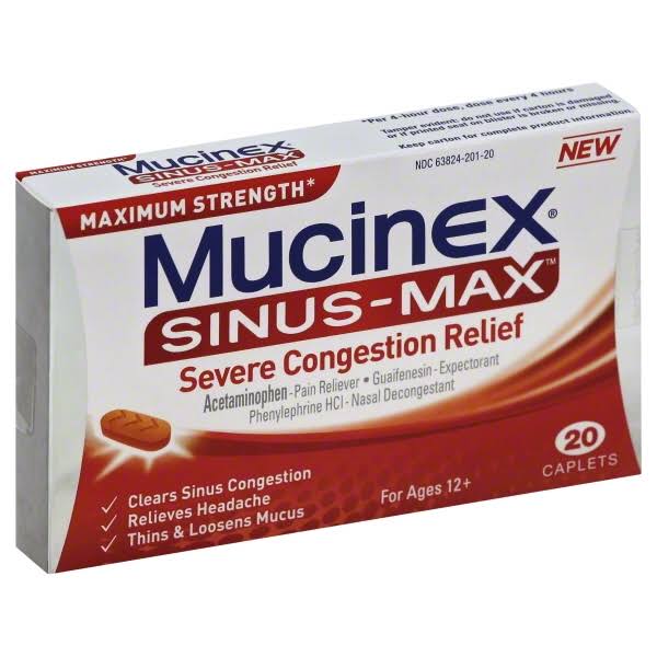 Mucinex Sinus-Max Severe Congestion Relief Caplets - 20 Ct