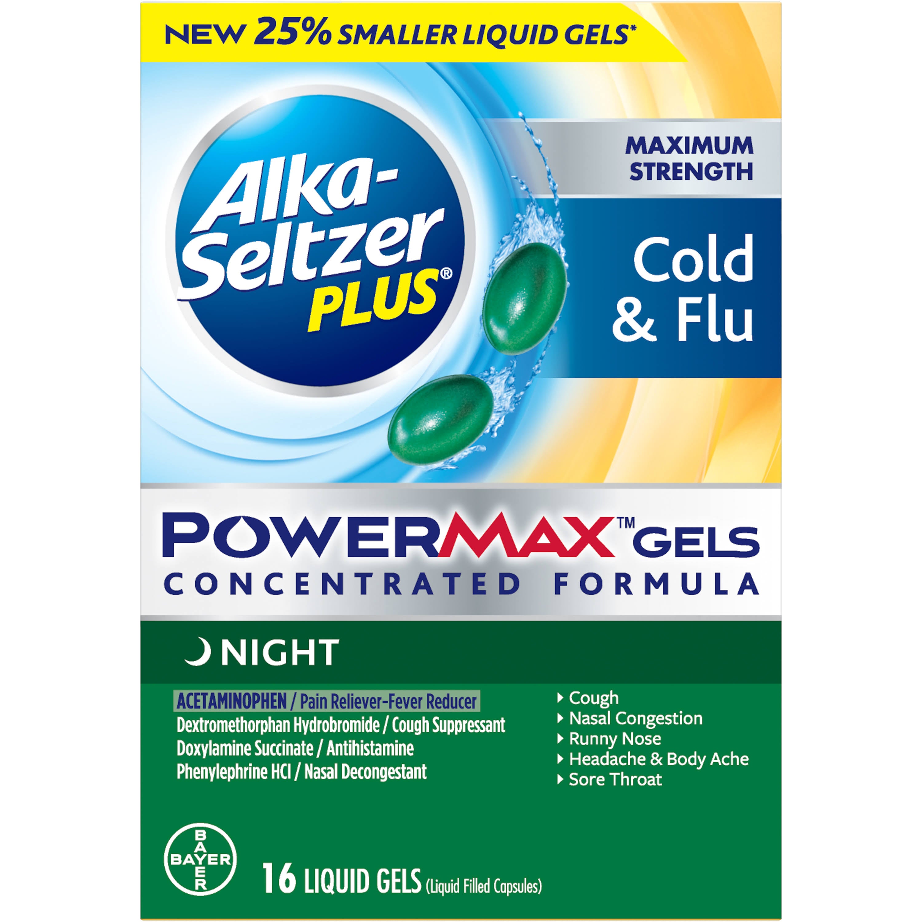 Alka-Seltzer Plus Powermax Cold & Flu Night Liquid Gels