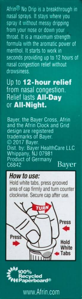 Afrin Nasal Pump Mist, Severe Congestion, No Drip 0.5 fl oz