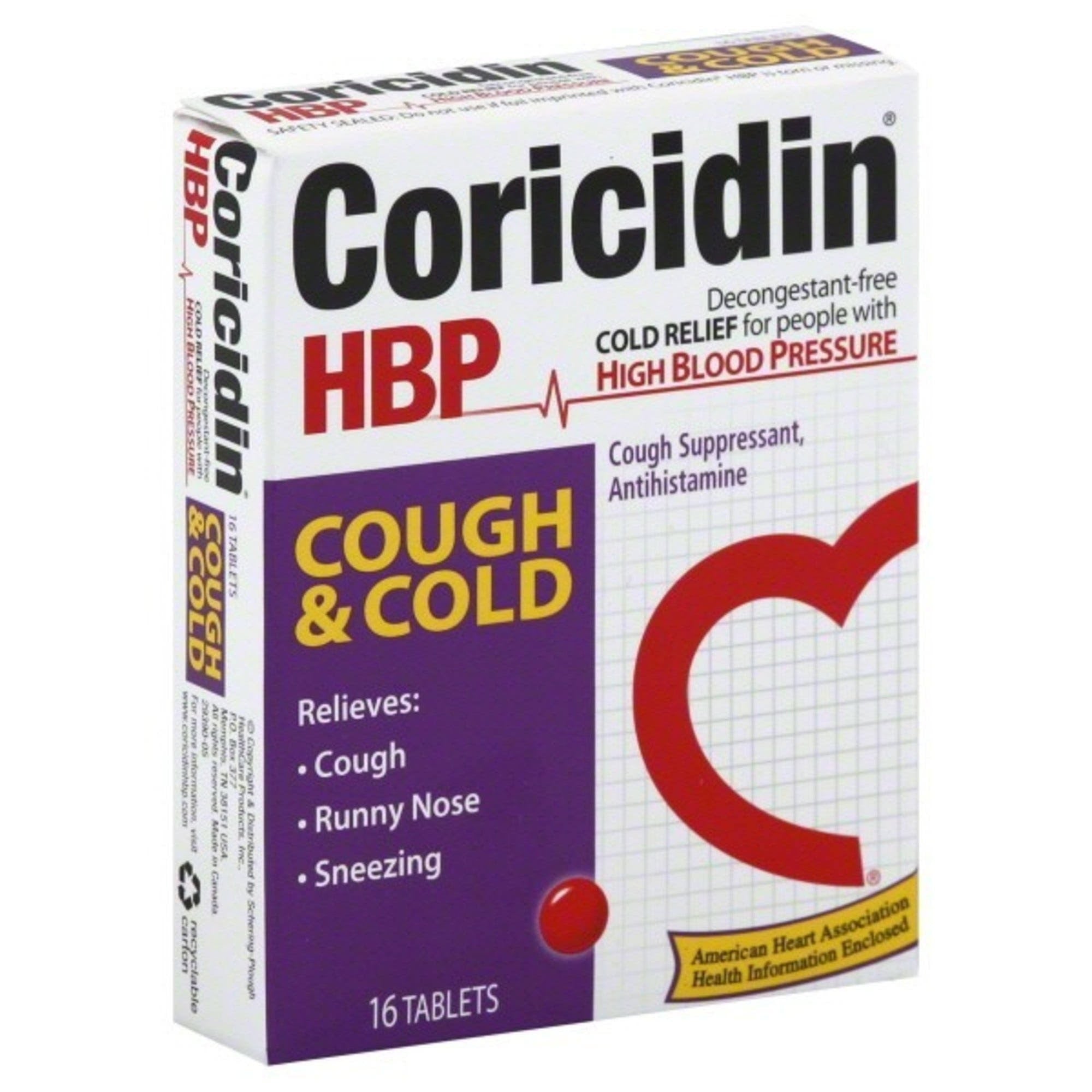 Coricidin HBP Cough & Cold 16 Tablets