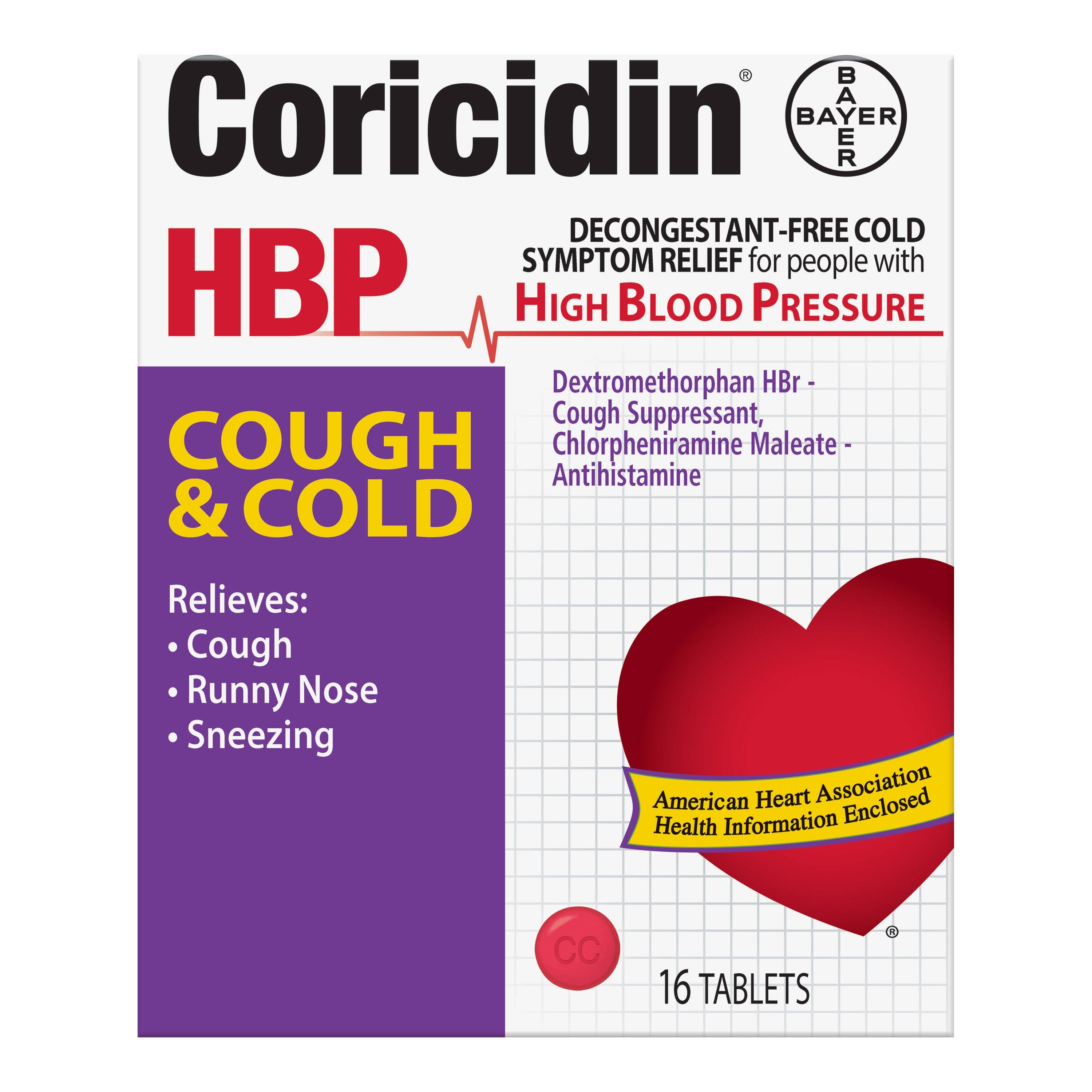 Coricidin HBP Cough & Cold 16 Tablets